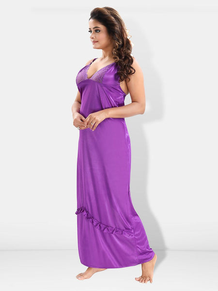 Be You 6 Pieces Satin Maxi Nightdress Set With Robe And Lingerie Set