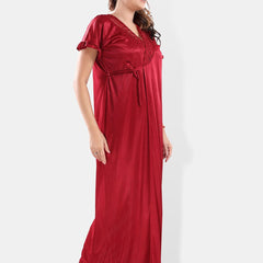 Be You Shoulder Straps Satin Night Suit With Robe