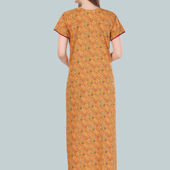 Be You Orange Printed Cotton Maxi Nightdress