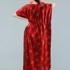 Be You Red Printed Maxi Kaftan Nightdress