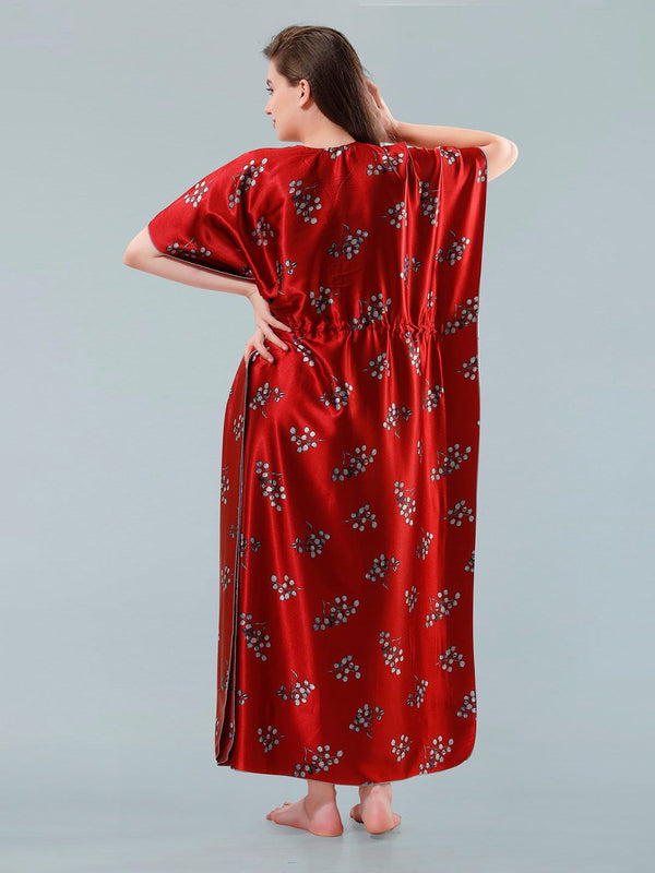 Be You Red Printed Maxi Kaftan Nightdress