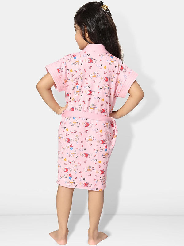 Be You Girls Printed Terry Cotton Water Absorbent Bath Robe With Belt