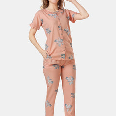 Be You Floral Printed Shirt And Pyjama Night Suit