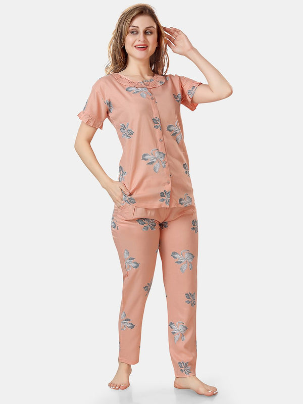 Be You Floral Printed Shirt And Pyjama Night Suit