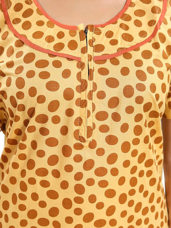 Be You Polka Dot Printed Cotton Maxi Nightdress