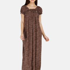 Be You Women Printed Satin Maxi Nightdress