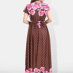 Be You Printed V-Neck Satin Maxi Nightdress