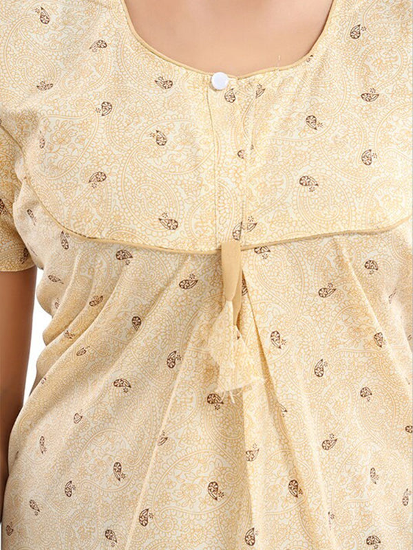 Be You Ethnic Motifs Printed Maternity Maxi Nightdress