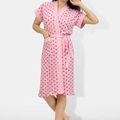 Be You Women Printed Cotton Anti-bacterial Super Soft Bath Robe With Belt