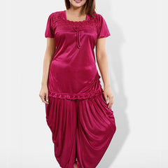 Be You Short Sleeves Lace Satin Top & Patiyala