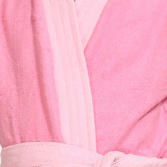 Be You Two-Tone Pink Solid Cotton Drawstring Knee Length Bath Robe