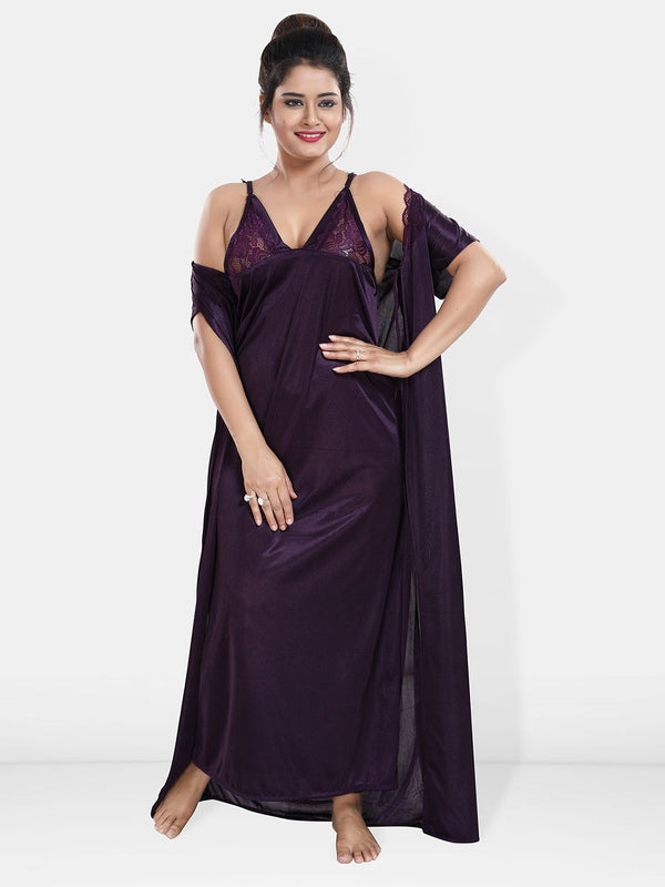 Be You Maxi Satin Wrap Nightdress With Robe