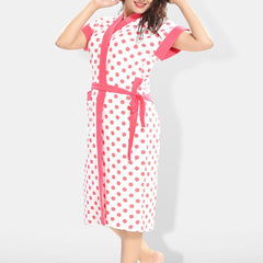 Be You Women Printed Cotton Anti-bacterial Super Soft Bath Robe With Belt