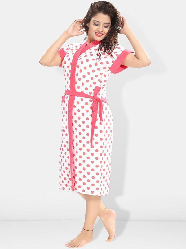 Be You Women Printed Cotton Anti-bacterial Super Soft Bath Robe With Belt