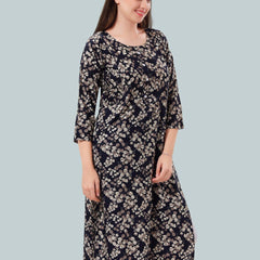 Be You Women Foil Printed Maternity Kurta