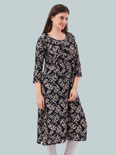 Be You Women Foil Printed Maternity Kurta