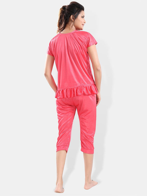 Be You V-Neck Satin Night Suit With Robe