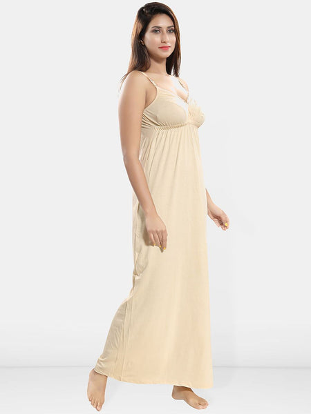 Be You Lace Cotton Shoulder Straps Maxi Nightdress