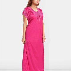 Be You Self Design Satin Maxi Nightdress