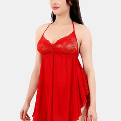 Be You Self Design Halter Neck Net Baby Doll With Brief