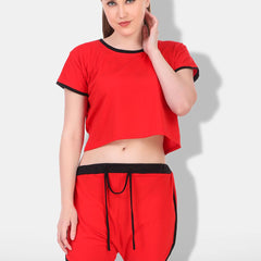Be You Women Red & Black Night suit