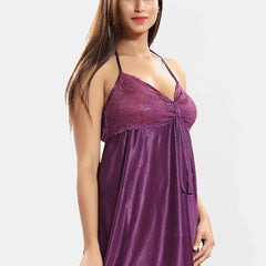 Be You Women Satin Halter Neck Baby Doll