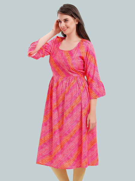 Be You Women Striped Bell Sleeves Maternity Kurta