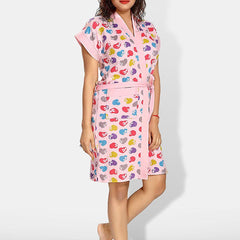 Be You Women Printed Cotton Anti-bacterial Super Soft Bath Robe With Belt