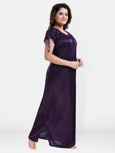Be You V-Neck Satin Maxi Sweat Nightdress