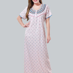 Be You Pink Embroidered Maxi Nightdress