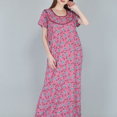 Be You Women Printed Maternity Maxi Nightdress