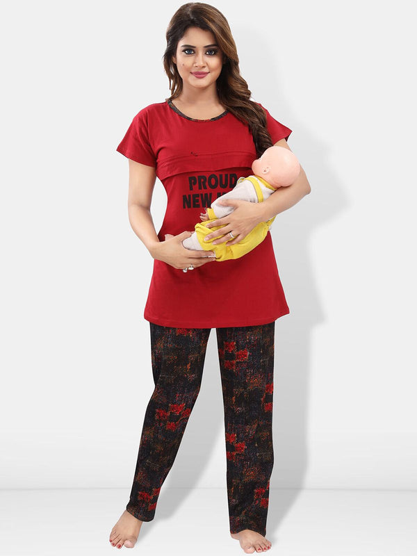 Be You Typography Printed Maternity Night Suit