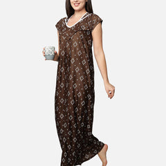 Be You Brown Printed Maxi Nightdress