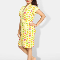 Be You Women Printed Cotton Anti-bacterial Super Soft Bath Robe With Belt