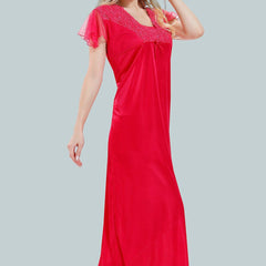 Be You Square Neck Lace Up Details Satin Maxi Nightdress With Robe