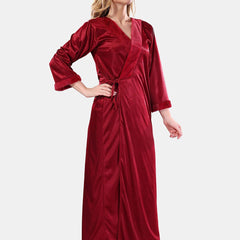 Be You Floral Lace Satin Night Dress With Robe