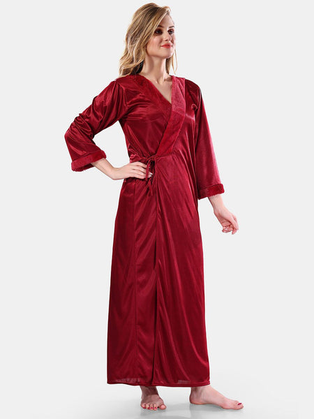 Be You Floral Lace Satin Night Dress With Robe