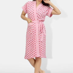Be You Women Printed Cotton Anti-bacterial Super Soft Bath Robe With Belt