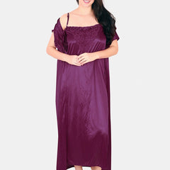Be You Floral Lace Shoulder Straps Satin Maxi Nightdress With Robe