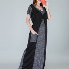 Be You Women Printed Satin Maxi Nightdress