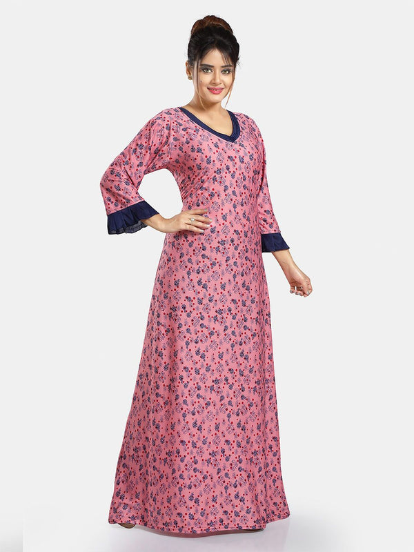 Be You Floral Printed V-Neck Satin Maxi Nightdress