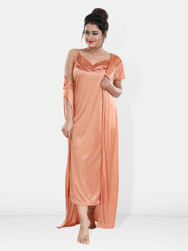 Be You Maxi Satin Wrap Nightdress With Robe