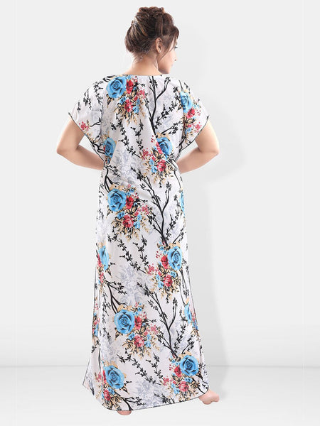 Be You Floral Printed Maxi Satin Kaftan Nightdress