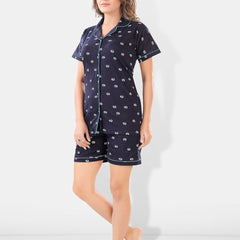 Be You Women 2 Black & White Conversational Printed Night suit