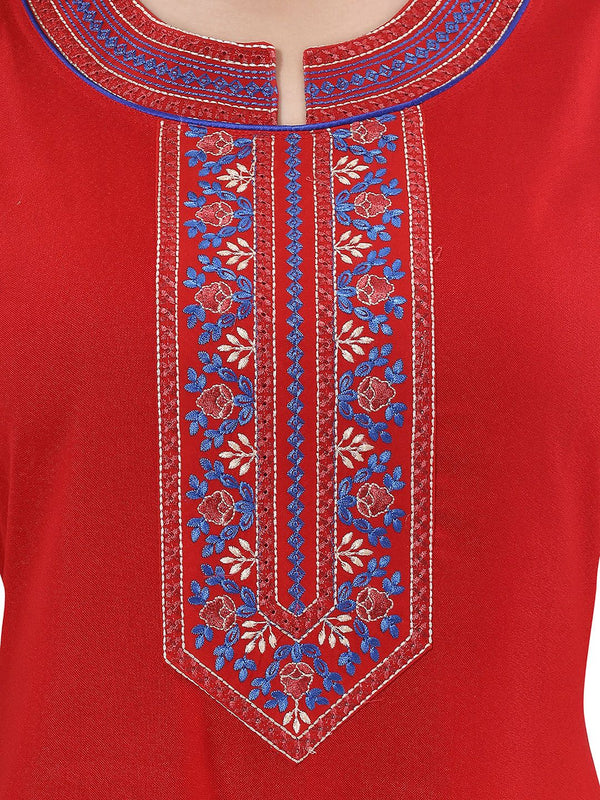 Be You Red Embroidered Maxi Nightdress