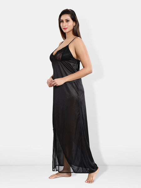 Be You V-Neck Maxi Satin Wrap Nightdress With Robe