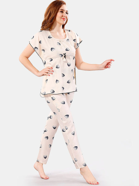 Be You Conversational Printed Satin Night Suit