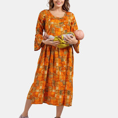 Be You Floral Printed Fit and Flare Maternity Midi Dress
