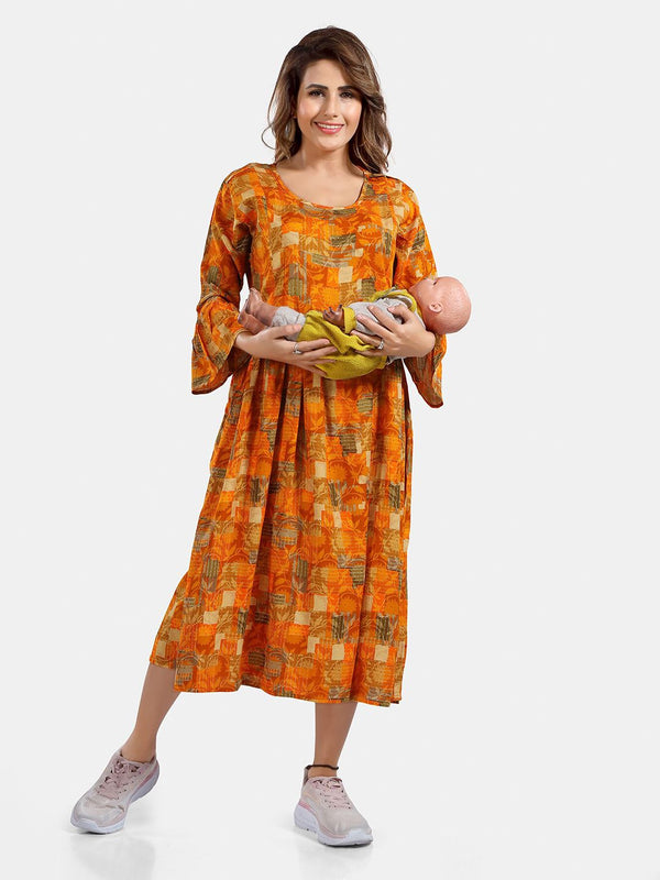 Be You Floral Printed Fit and Flare Maternity Midi Dress