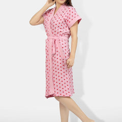 Be You Women Printed Cotton Anti-bacterial Super Soft Bath Robe With Belt